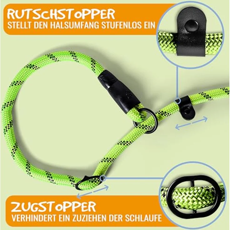 rootsnoot Retrieverleine Moxonleine, 140 cm lang, 1,2 cm stark, für Hunde ab 15 kg, stabile Schlupfleine aus reißfestem Material – Bild 2