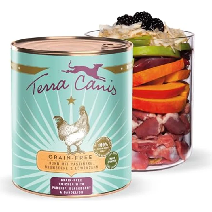 Terra Canis Huhn, Pastinake, Brombeere & Löwenzahn - Getreidefreies Nassfutter, 800g, 100% Lebensmittelqualität, Glutenfrei, Reichhaltig & Gesund – Bild 1