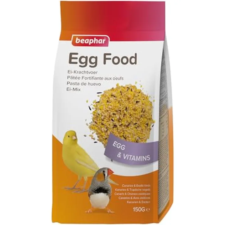 Beaphar Eierpaste für Kanarienvögel, 150 g - Hoher Proteingehalt, fördert Feder- und Eierproduktion, stärkt das Immunsystem