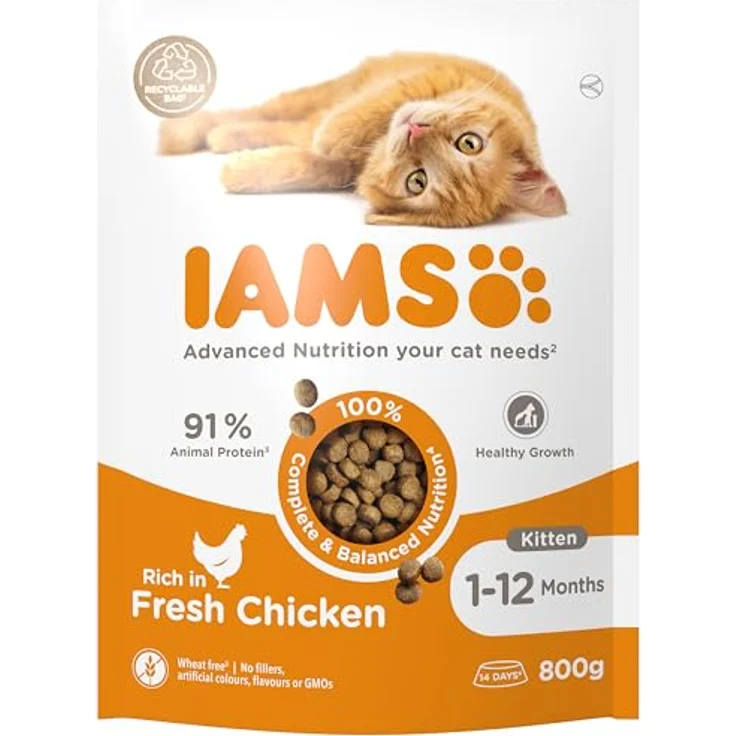 IAMS Katze Junior Huhn, Trockenfutter für junge Katzen, 800g – Bild 2