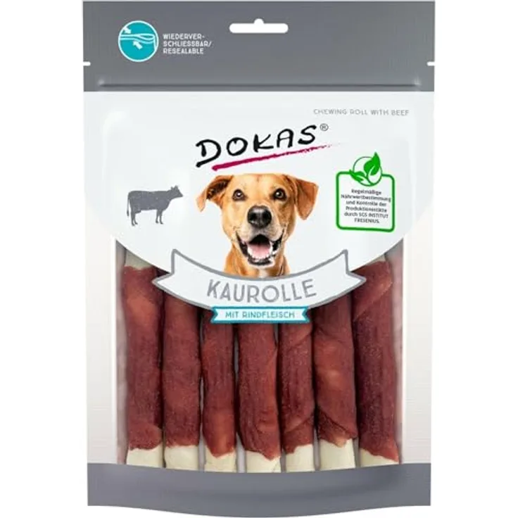 Dokas Dog Kaurolle mit Rindfleisch, 190g Hundenackerei für gesunde Belohnungen