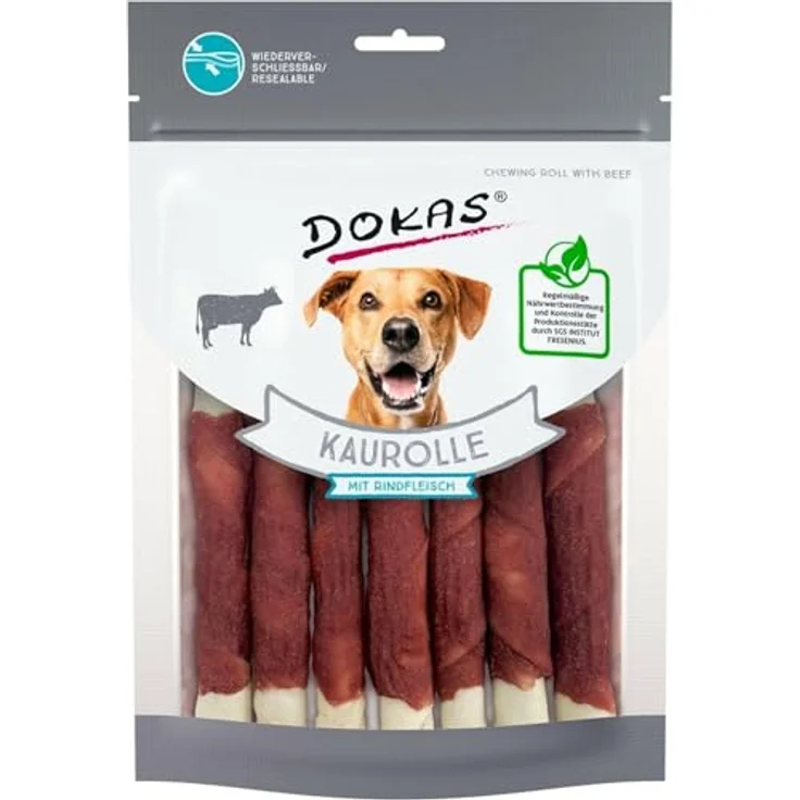 Dokas Dog Kaurolle mit Rindfleisch, 190g Hundenackerei für gesunde Belohnungen