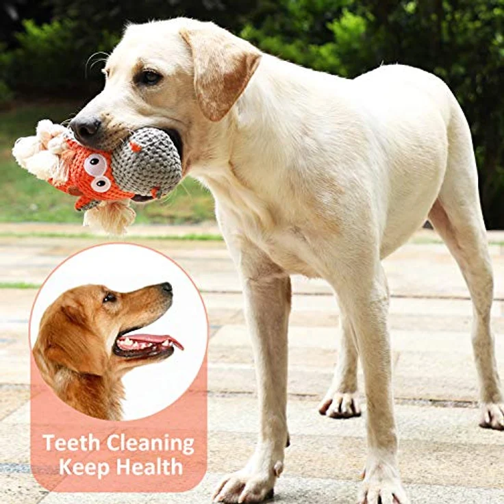 IOKHEIRA Hundespielzeug Unzerstörbar für Große Hunde, Plüschspielzeug mit Quietscher & Zugseil, Interaktiv, Weiches Material, Maschinenwaschbar, Ideal für Weihnachten – Bild 5