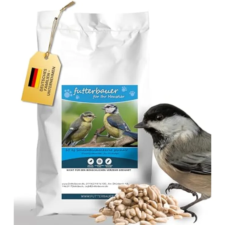 Futterbauer 10 kg Geschälte Sonnenblumenkerne für Vögel, 100% Natur, Nährstoffreiche Energiequelle, Ohne Schalen, Frisch & Hochwertig, Ernte 2025