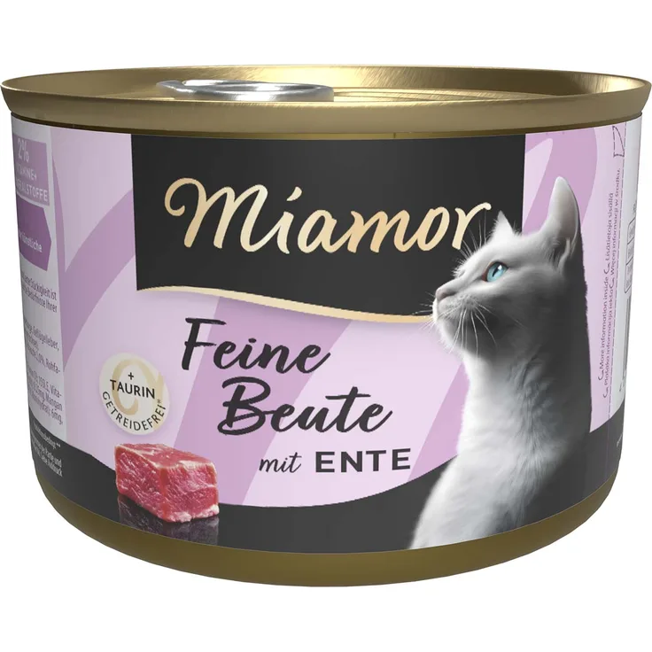 Miamor Feine Beute Ente, Katzen-Nassfutter in fleischreicher Qualität, 12x185g