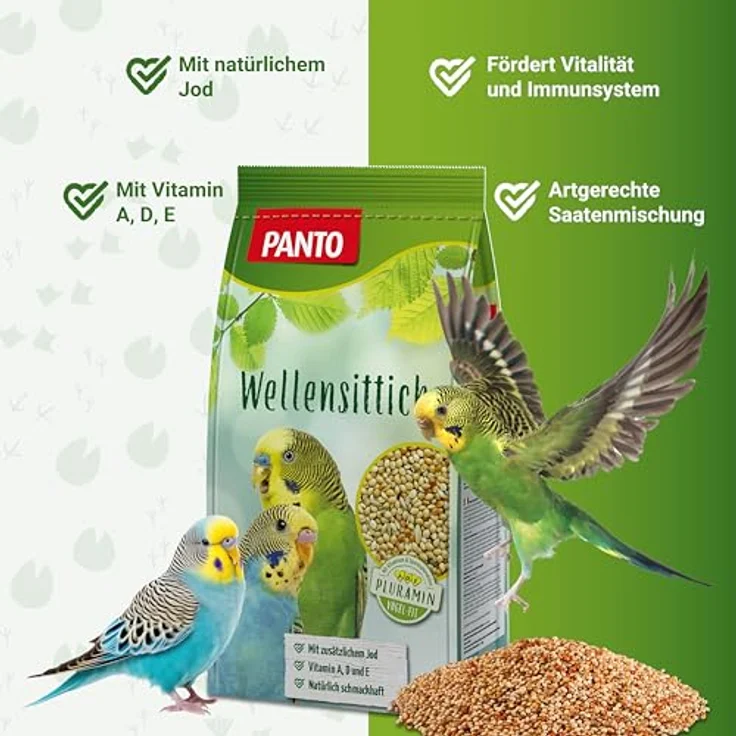 Panto ® WELLENSITTICHFUTTER MIT PLURAMIN® 1 kg, nährstoffreiche Saatenmischung für Wellensittiche – Bild 2