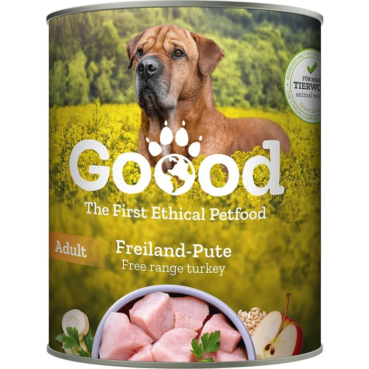Goood Adult Freiland-Pute, Premium-Hundefutter mit zartem Putenfleisch, 6x800g