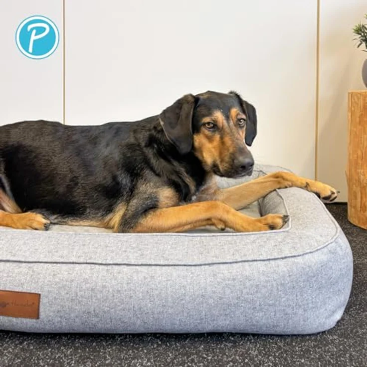 Petlando Hunde-Bett Lima Ortho, orthopädisches Hundebett in Stone, Druckentlastung, abnehmbarer Bezug, waschbar bei 30 °C, Wendekissen mit Fellimitat – Bild 8