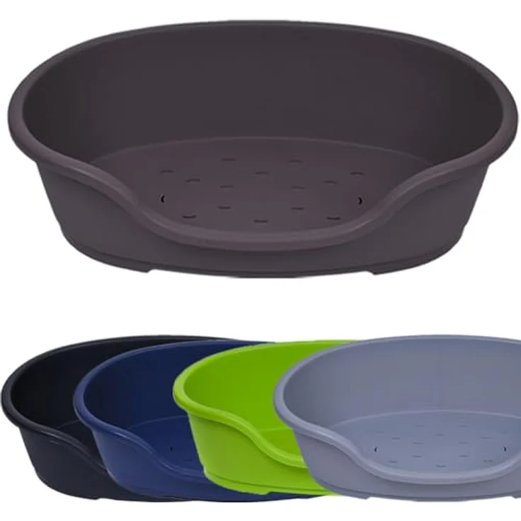 adena Hundekorb Kunststoff 58 cm, robustes Hundebett mit Anti-Rutsch-Füßen, braun – Bild 1