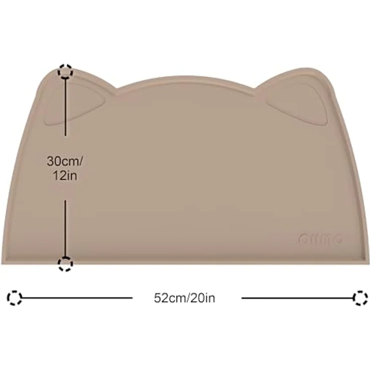 OHMO Napfunterlage für Kleine Hunde und Katzen, rutschfeste Silikonmatte, wasserdicht, beige, 52x30 cm – Bild 2