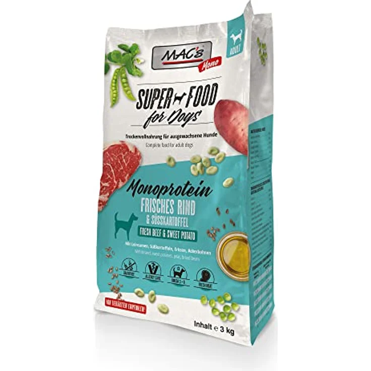 MAC's Dog Mono Adult Rind, getreidefreies Hundefutter für alle Rassen, 3 kg – Bild 1
