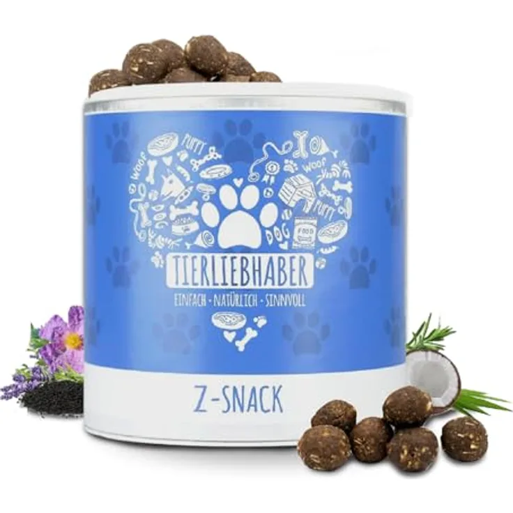 TIERLIEBHABER Z-Snack (350g) | Natürlicher Hundesnack mit Schwarzkümmelöl und Kokosraspeln | 2 Monatsrationen für mittelgroße Hunde