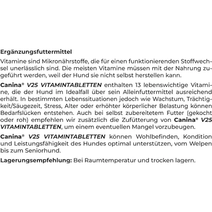Canina V25 Vitamintabletten, 100g, fördert Blutbildung und Stoffwechsel, ideal für tragende und säugende Hündinnen – Bild 2