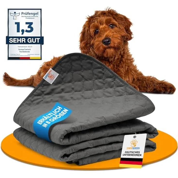 SympaTierisch wasserdichte Hundedecke, robuste Hundematte für Sofa & Bett, rutschfest, waschbar bei 40°C, 100 x 80 cm, grau – Bild 1
