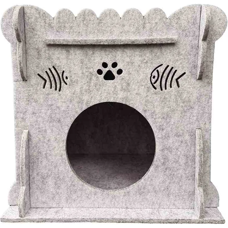 Aumüller Katzenturm Purr Tower, stilvoller Rückzugsort aus Filzwolle, hellgrau, 40x40x40 cm