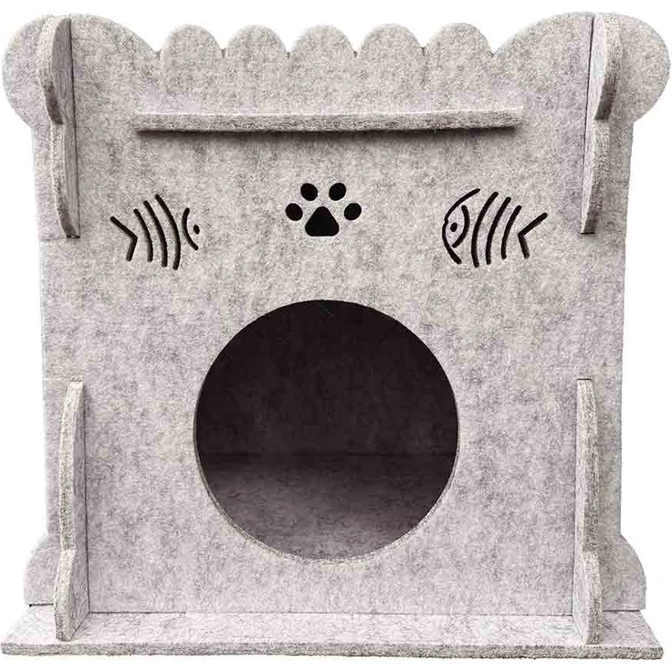 Aumüller Katzenturm Purr Tower, stilvoller Rückzugsort aus Filzwolle, hellgrau, 40x40x40 cm