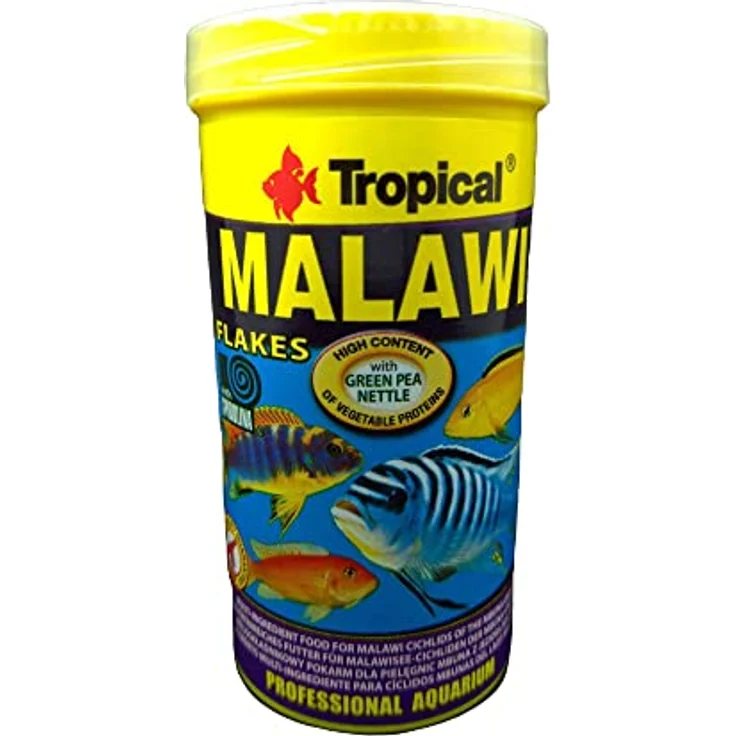 Tropical Malawi Flockenfutter, Flockenfutter für pflanzenfressende Malawiseecichliden, 250 ml Packung – Bild 1
