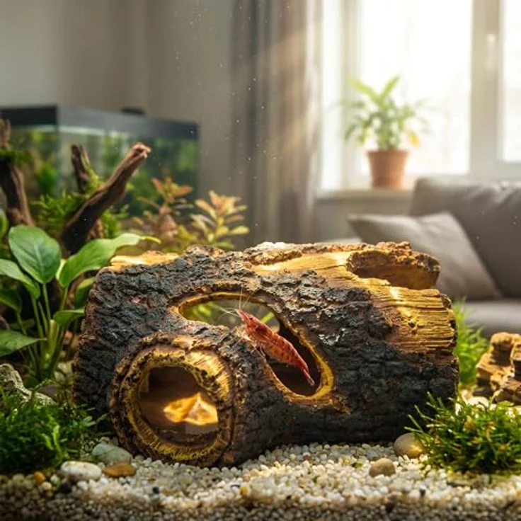 relaxdays Aquariendeko Baumstamm, detailreiche Dekoration aus ungiftigem Polyresin, Braun, für Süß- und Meerwasserbecken, Maß: 5,5 x 13,5 x 9 cm – Bild 5