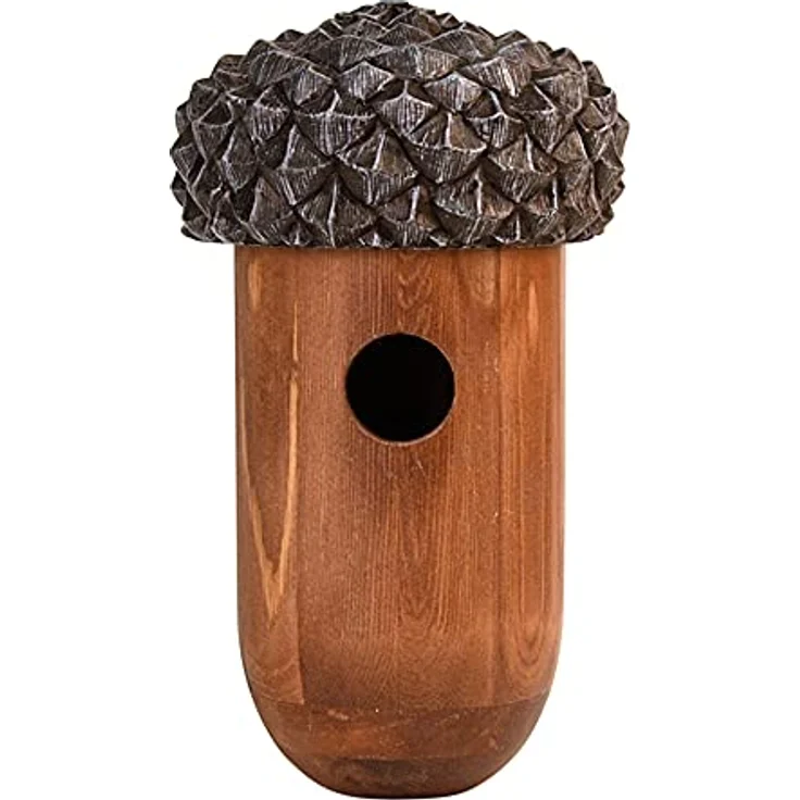 Esschert Design Nistkasten Eichel aus Kiefernholz-Kunststoff, Ø 13,9 x 25,3 cm, Vogel Nistkasten zur Wandmontage – Bild 2