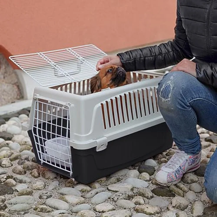 Ferplast Trasportino ATLAS 30 OPEN, Transportbox für kleine Hunde und Katzen bis 12 kg, mit Cuschino und Schale, öffnendes Dach, langlebige Bauweise aus Recycling-Kunststoff – Bild 2