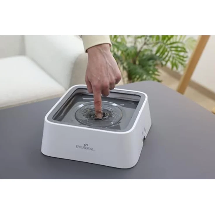 Eyenimal Anti-Spritz-Napf - 2 l, innovativer Wassernapf mit Schwimmscheibe, grau/weiß – Bild 2
