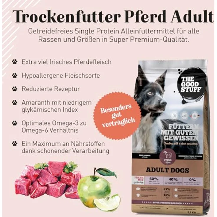 The Goodstuff Adult Pferd, Hundefutter mit hohem Fleischanteil, 2,5 kg – Bild 3