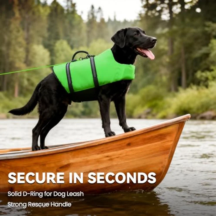 VIVAGLORY Hunde Schwimmweste Rip Stop, zusätzliche Polsterung für starken Auftrieb, XS, Neongrün – Bild 3