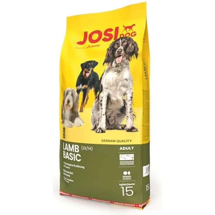 JosiDog Lamm Basic, Hundefutter für erwachsene Hunde, 15 kg, reich an tierischem Protein, unterstützt Vitalität und Hautpflege, made in Germany
