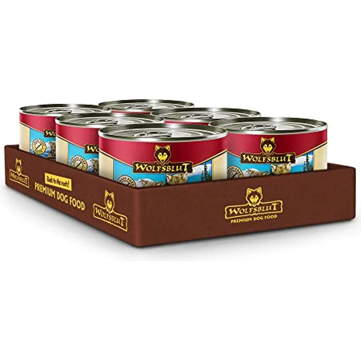 WOLFSBLUT Blue Mountain Puppy, Nassfutter mit natürlichen Zutaten und Superfoods, getreidefreies Alleinfutter in der Dose, 6x200g Wild
