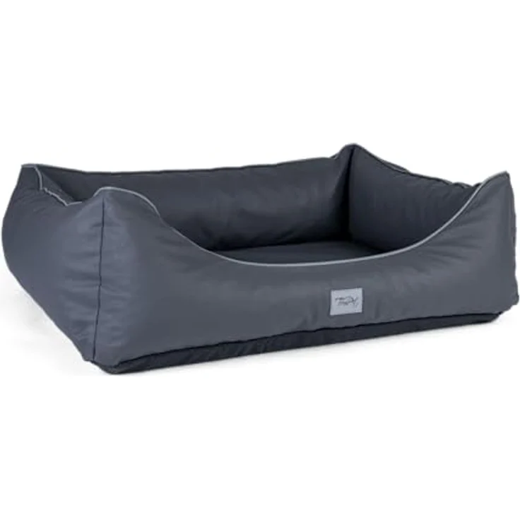 TrendPet Runa, Orthopädisches Kunstlederbett für Hunde mit Memoryfoam Matratze, modisch in Kupfer und Grau (Grau, 100x75x30 cm) – Bild 1
