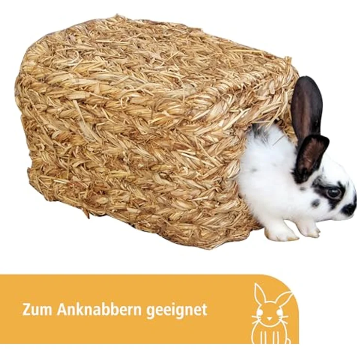 Kerbl Nagerhaus Grashaus, Unterschlupf und Spielplatz aus 100% getrocknetem Gras, 2 Eingänge, 28 cm x 18 cm x 15 cm, Modell 84053 – Bild 2