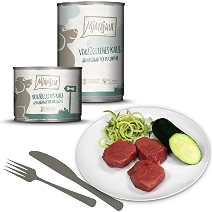 MjAMjAM Premium Nassfutter für Hunde Mixpaket II, 6er Pack (6 x 400 g) mit Huhn & Ente, Rind, Pute, Kalb, Truthahn, Lamm – naturbelassen, glutenfrei, hoher Fleischanteil – Bild 5