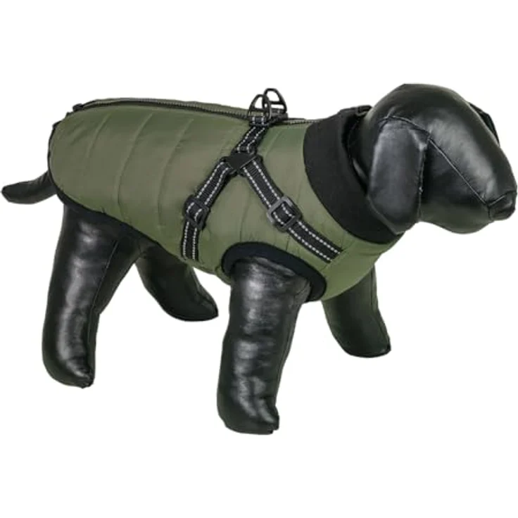 Nobby Hundemantel Bomja 2in1 olivgrün, wasser- und windabweisend, mit reflektierendem Geschirr – Bild 2