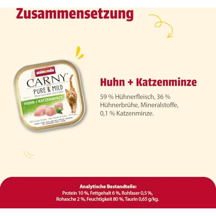 animonda Carny Adult Pure & Mild Huhn + Katzenminze, Nassfutter für sensible Katzen, ohne Getreide und Zucker, 32 x 100 g – Bild 3