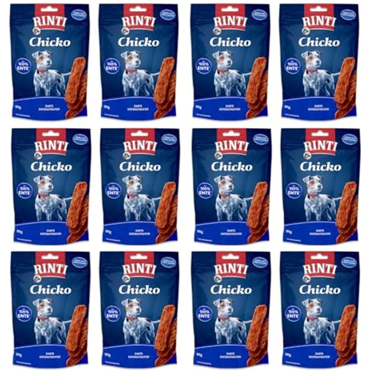 Rinti Chicko zarte Entenstreifen luftgetrocknet, Hundesnack ohne Zusatzstoffe, 12 x 90 g – Bild 1