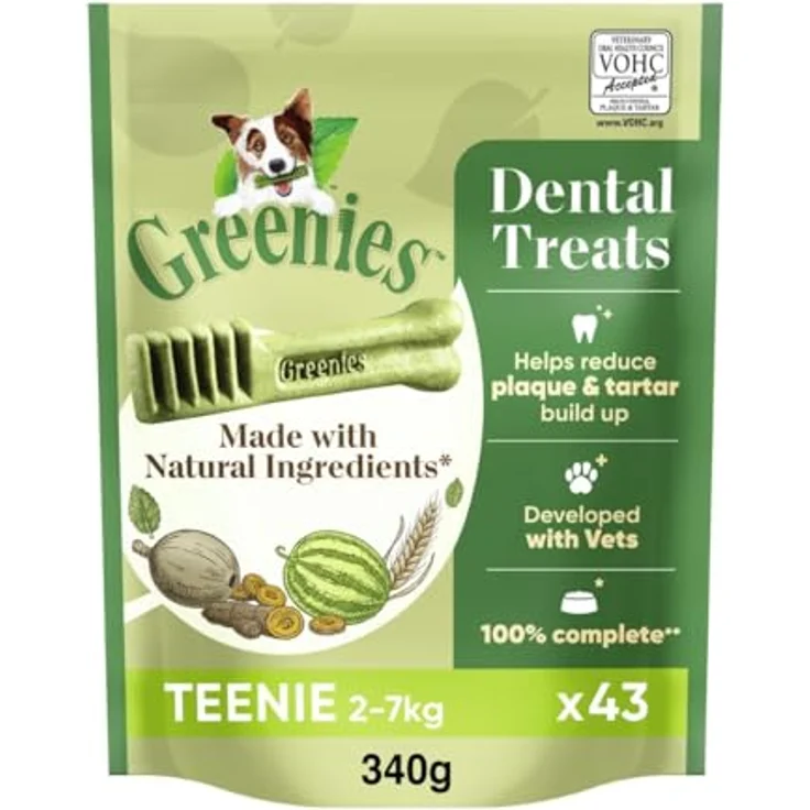 Greenies Dental Treats Original Teenie, Zahnpflegesnacks für kleine Hunde von 2-7 kg, 340 g Beutel gegen Plaque und Mundgeruch – Bild 1