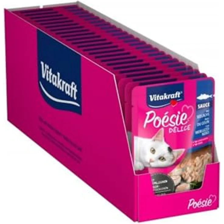 Vitakraft Poésie Délice Weide, Nassfutter für Katzen mit Pollackstücken in Sauce, 85 g, ohne Zucker und künstliche Aromen – Bild 3