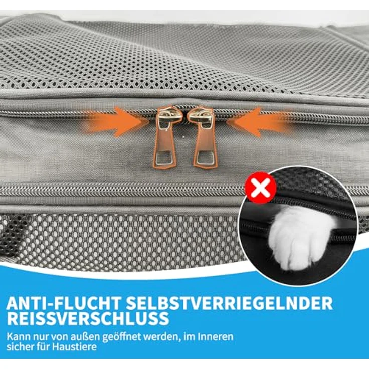 Aipwerer Transportbox Katze Faltbare Tragbare Transporttasche, Größe M/L, atmungsaktiv, kratzfest, mit gepolstertem Tragegurt, ideal für Reise – Bild 3