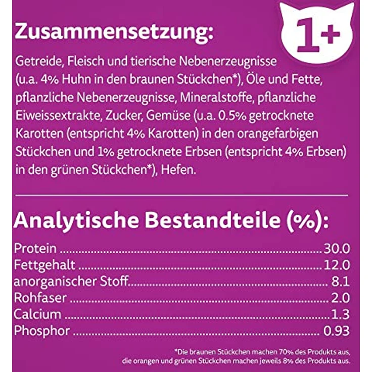 WHISKAS Katzen Trockenfutter Adult 1+ mit Huhn, 3,8kg Beutel, unterstützt Harnwegsgesundheit, mit Vitamin A und Zink – Bild 5
