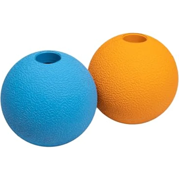 Amazon Basics Apportierbälle, Gummibälle für Hunde, 2 Stück, 7.62 cm, Blau und Orange, strapazierfähig und haustiersicher – Bild 1