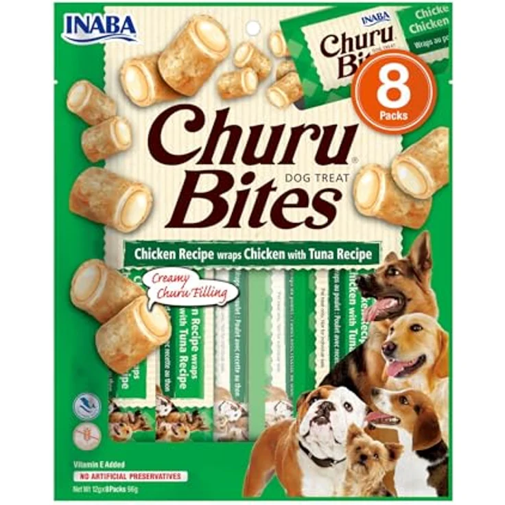 INABA Churu Bites Hundeleckerli aus Huhn & Thunfisch, weiche Snacks ohne Getreide und Zucker, 96 g (1er Pack) – Bild 1