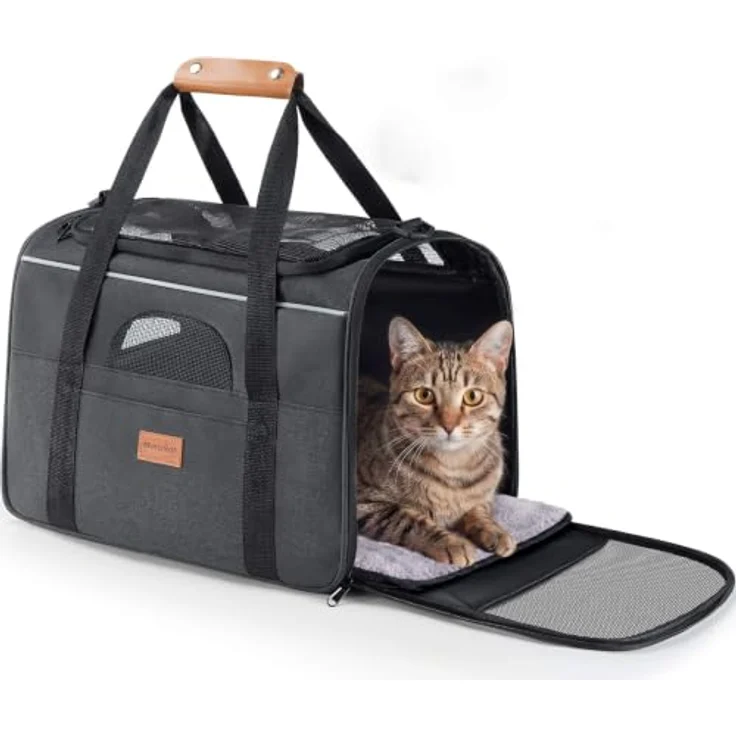 Morpilot Katzentransportbox für große Katzen und Welpen bis 6.8kg, Faltbare Hundetasche mit atmungsaktivem Mesh und abnehmbarem Kissen, ideal für Auto und Flugzeug – Bild 1