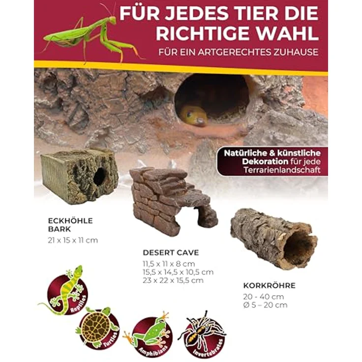 HOBBY Terraristik Desert Cave 3, naturnahe Versteckmöglichkeit für Terrarien und Aquarien, 23 x 22 x 15,5 cm, dekorative Rückzugsorte für Reptilien, Amphibien und Fische – Bild 5