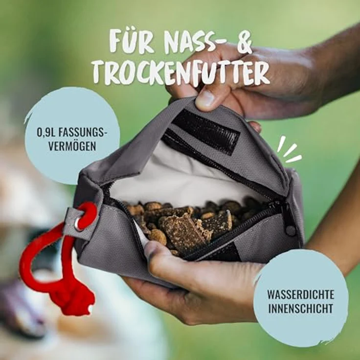 Rudelkönig Futterbeutel für Hunde, robuster Apportierdummy mit Klett- und Reißverschluss, für Nass- und Trockenfutter, hundetraining optimiert – Bild 5