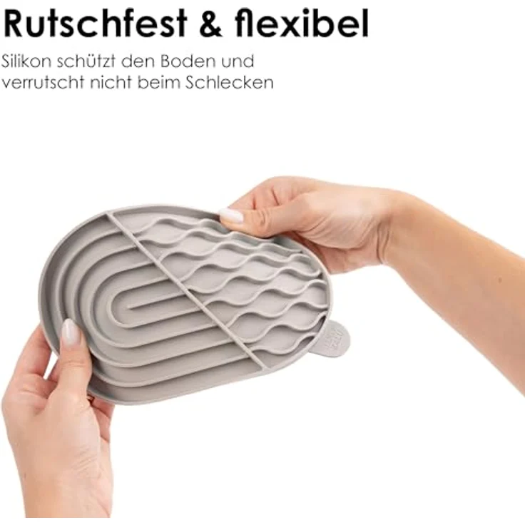 LucyBalu® ZENPAD Schleckmatte für Katzen | Lebensmittelechte Silikonmatte zum Schlecken | Rutschfest, Leicht zu Reinigen, Taupe – Bild 3
