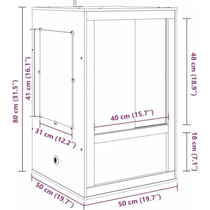 vidaXL Terrarium 50 x 50 x 80 cm, braun, aus OSB mit Thermometer für Reptilien und Amphibien, langlebig und vielseitig – Bild 3