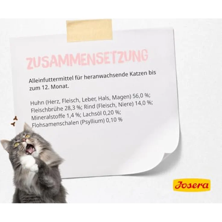 Josera Kitten Beef, Nassfutter für heranwachsende Katzen bis 1 Jahr mit 70% Rind und Huhn, 12x100 g – Bild 7