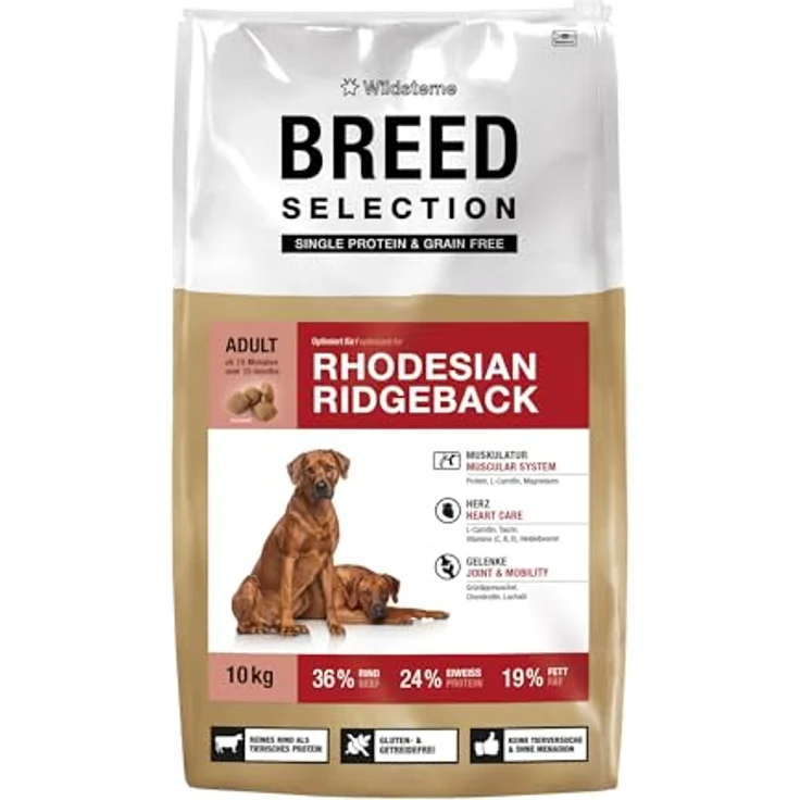 Wildsterne Breed Selection Rhodesian Ridgeback, 10 kg | Getreidefreies Trockenfutter mit Monoprotein aus Rind | Von Tierärzten entwickelt, für Muskulatur und Gelenkgesundheit – Bild 1