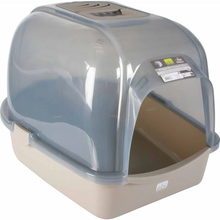 Europet-Bernina Katzentoilette Eclipse, transparente/graue Katzenklos, Größe M 43 x 56 x 40 cm