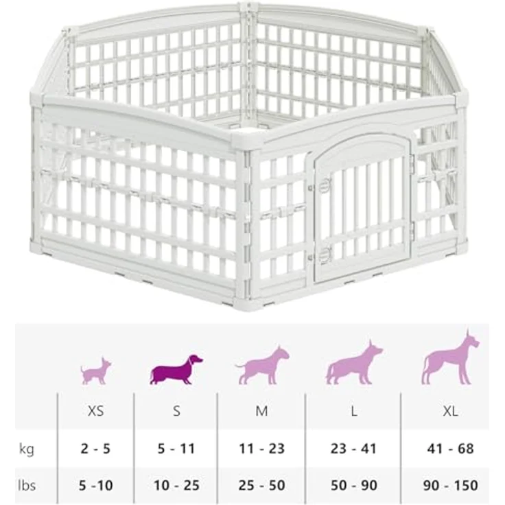 vidaXL Freigehege 6-Panel-Hundespielplatz 177,5 x 154,5 x 58 cm, wetterbeständig, klappbar, Kunststoff Weiß – Bild 4